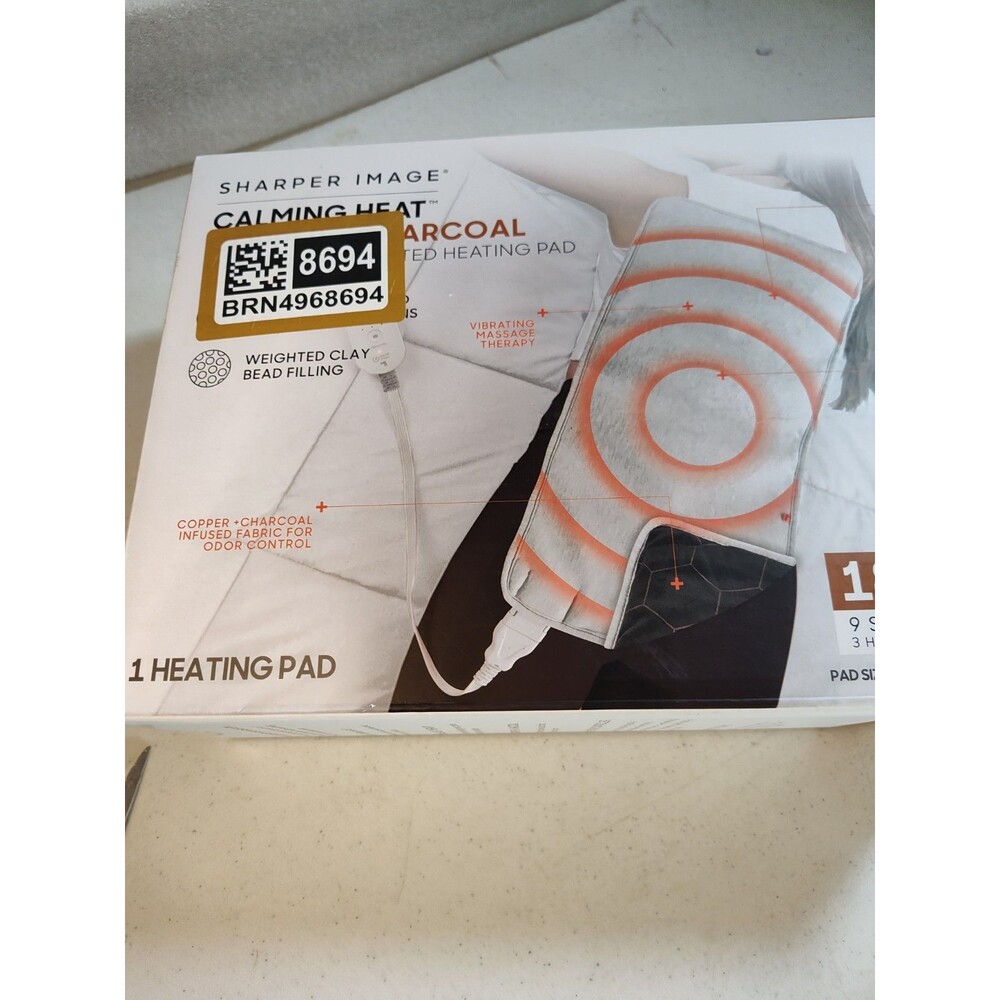 Sharper Image Calming Heat CopperCharcoal Massaging Weighted Heating Pad NWB 987